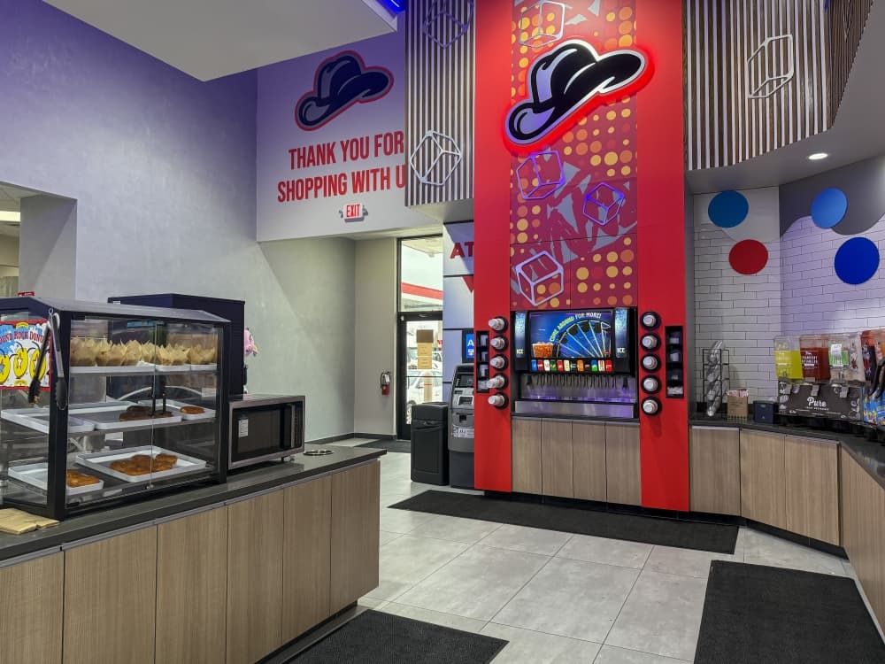 An image of the drinks and baked goods area. 