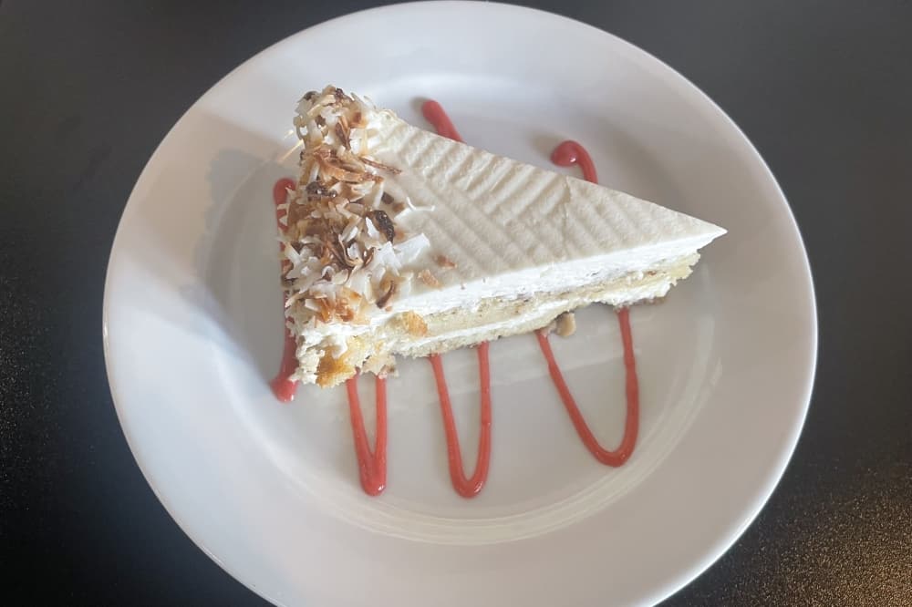 Like many of the restaurant's desserts, the Italian cream cake ($7.99) is made in-house. (Claire Shoop/Community Impact)