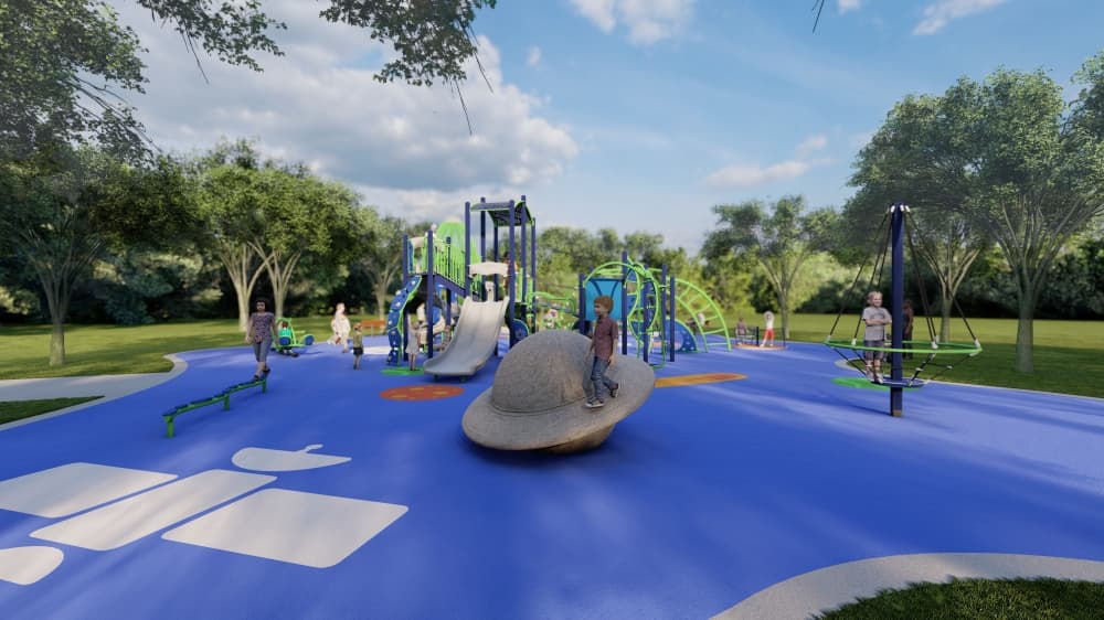 Playground upgrades are part of the plans for the new updates at Challenger 7 Memorial Park. (Rendering courtesy Harris County)