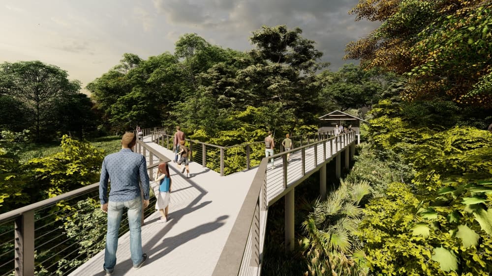 A new trailhead is among the many upgrades coming to Challenger 7 Memorial Park. (Rendering courtesy Harris County)