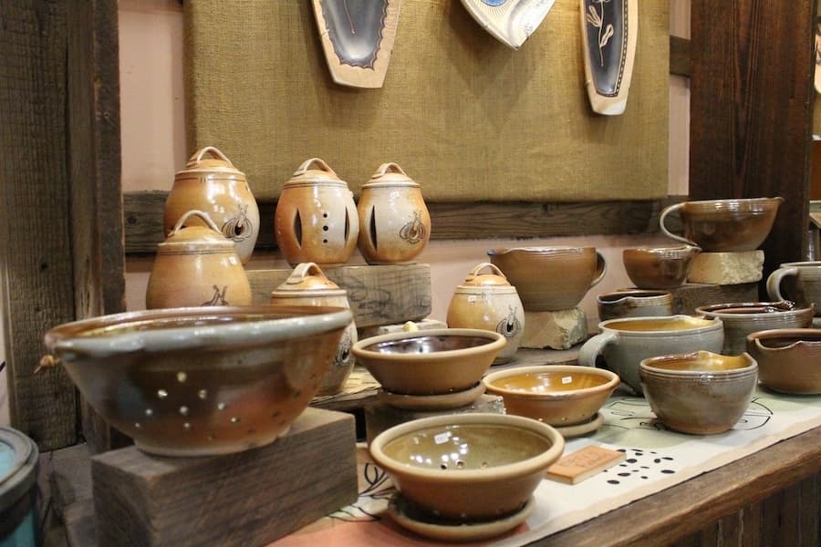 The Barn Pottery sells kitchenware and decorative ceramic pieces. (Thalia Guzman/Community Impact)