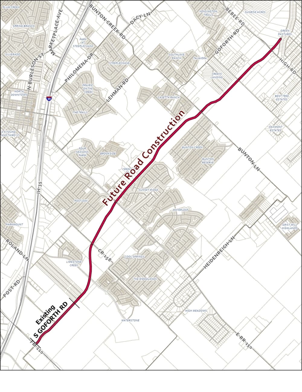 S. Goforth Road extension map