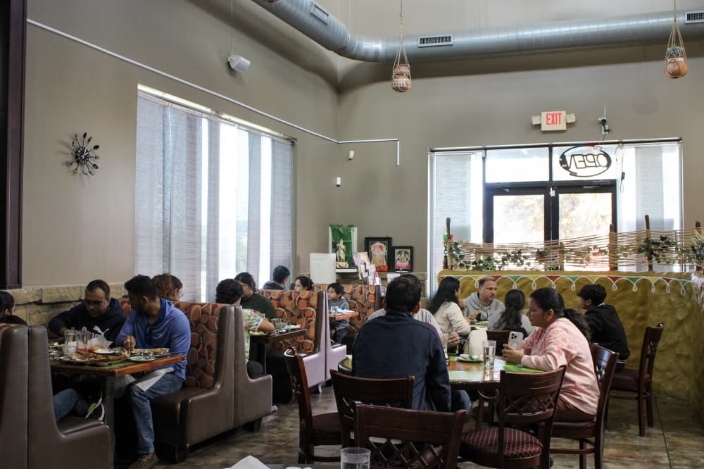 An image of the customers at the restaurant. 