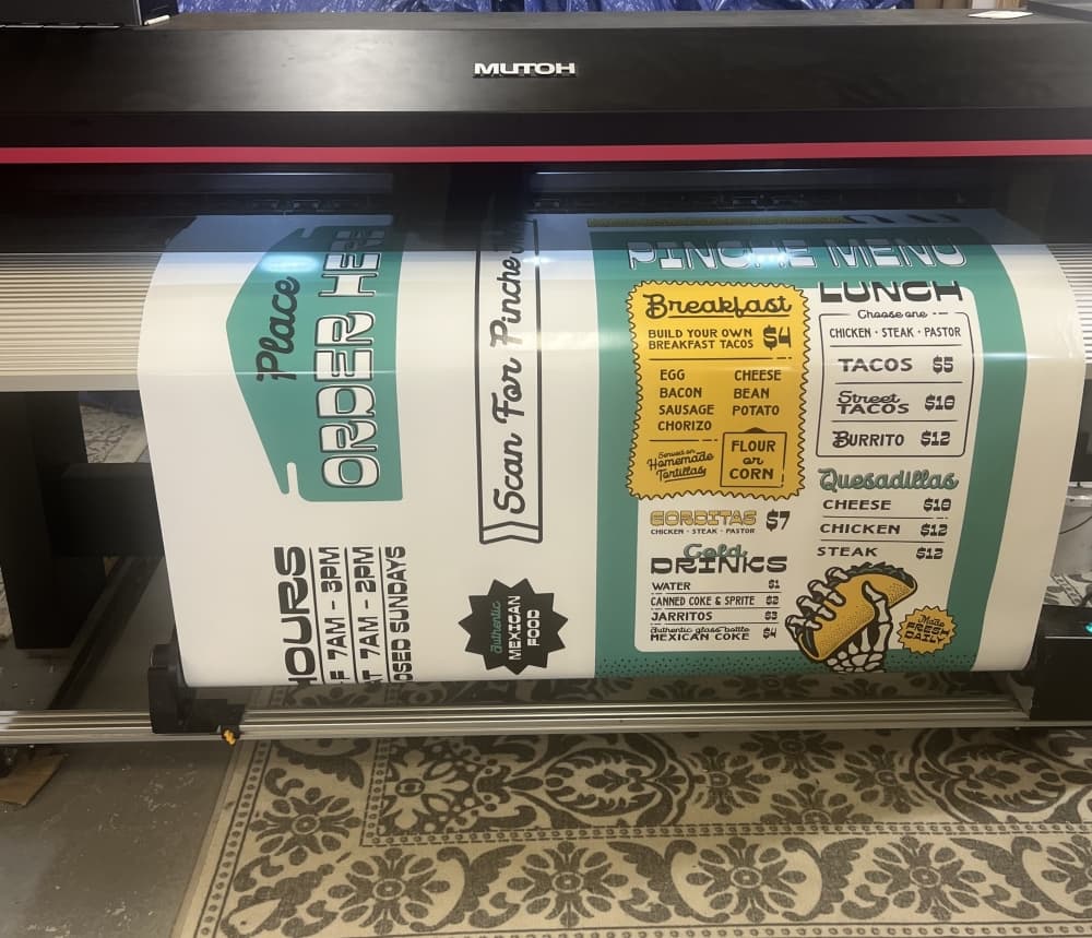 sign being printed 