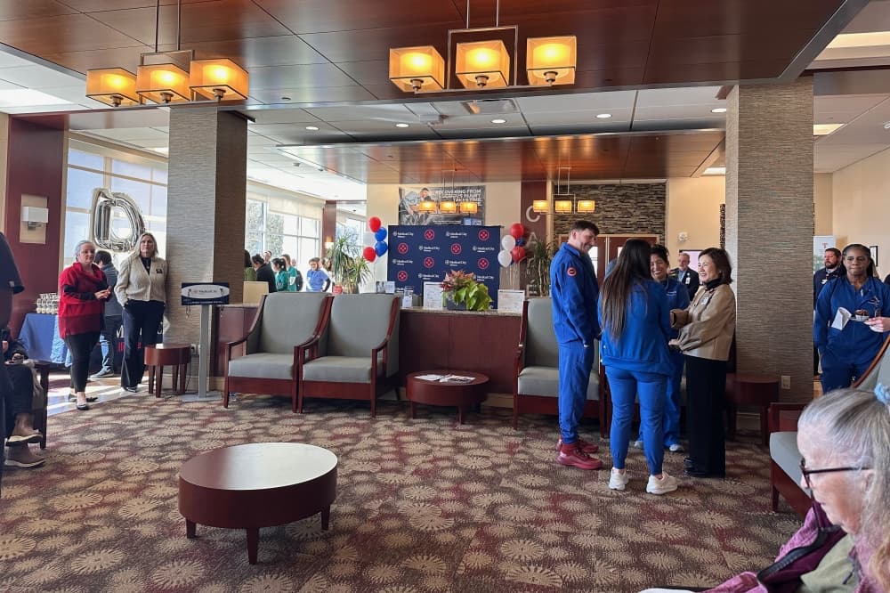 People gather around during event