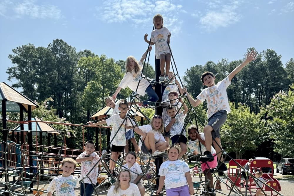 Campers at the Nest Schools summer camp pose for a photo.