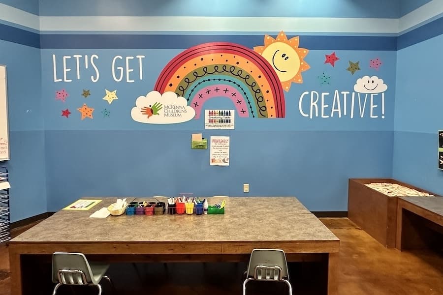 The Wonder Shop room is an art studio equipped with paint and drawing supplies to stimulate creativity. (Thalia Guzman/Community Impact)