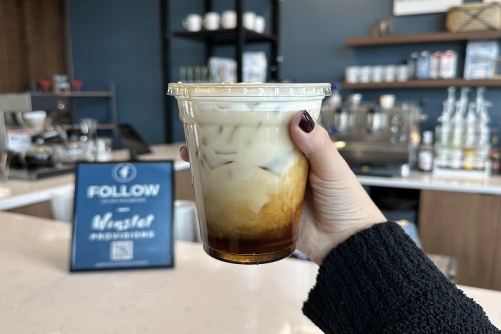 Winslet Provisions serves hot and iced specialty coffee drinks. (Amira Van Leeuwen/Community Impact)