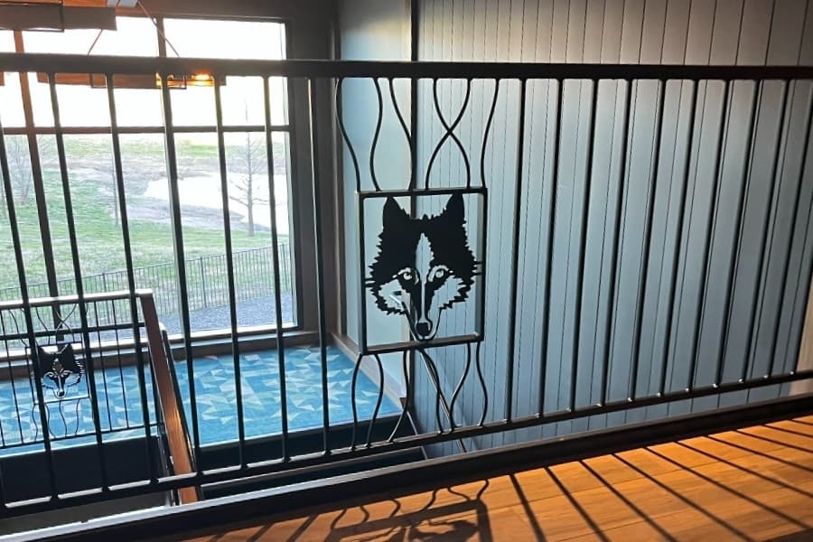staircase with a wolf