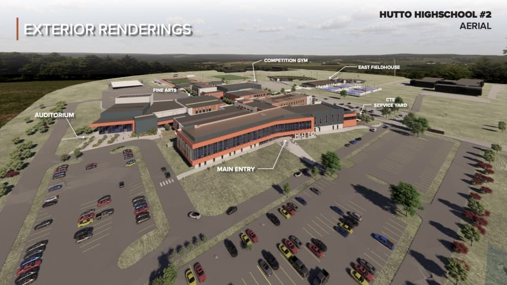 An aerial view of plans for the expanded campus. (Courtesy VLK Architects)