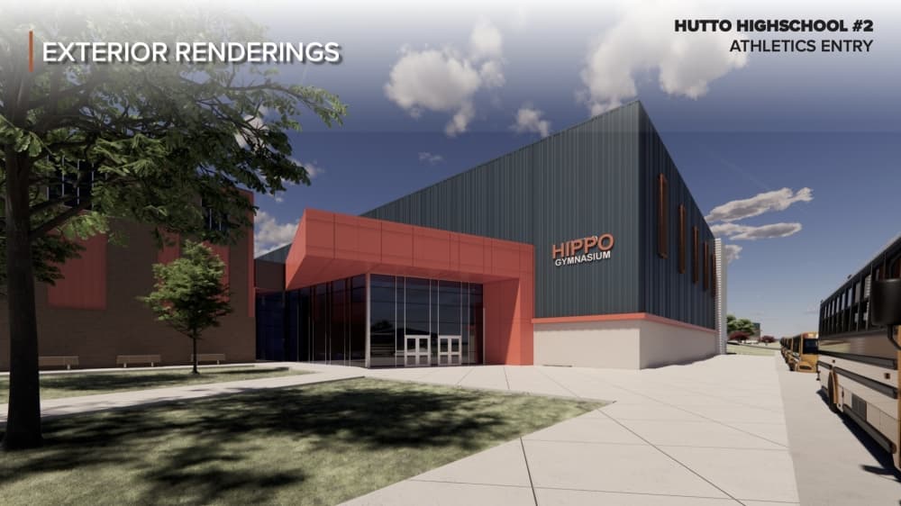 A rendering of the future exterior athletics entry. (Courtesy VLK Architects)