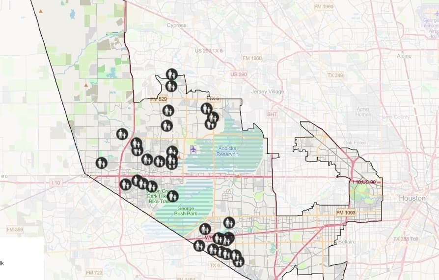 A map highlighting projects in Precinct 4