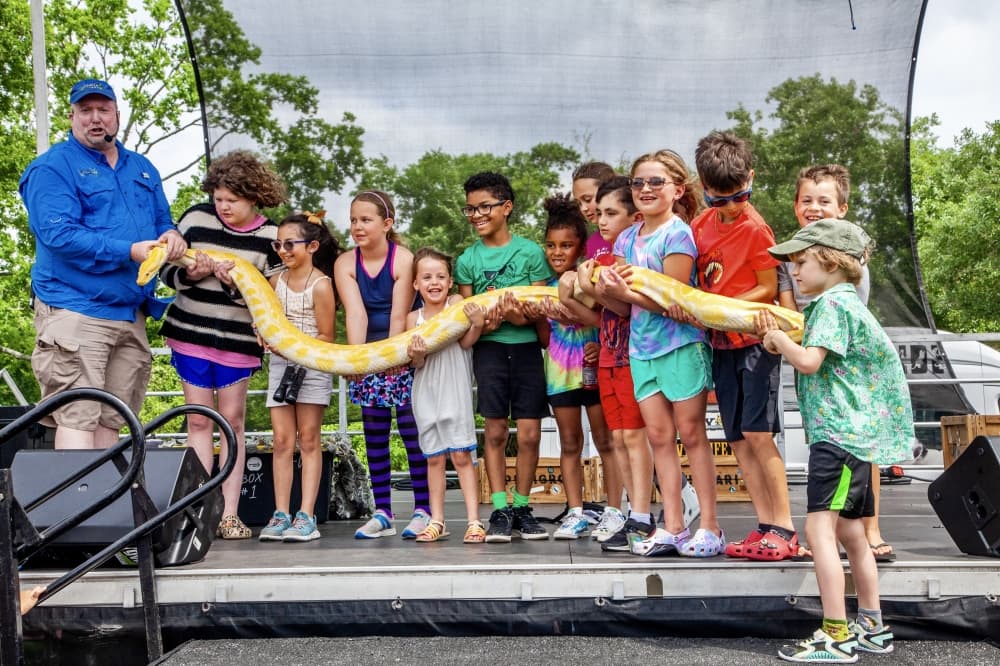 kids with snake