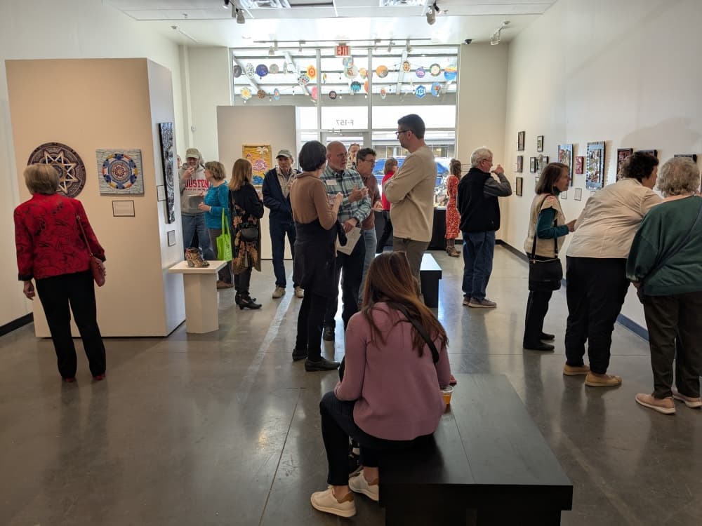 people looking at art 