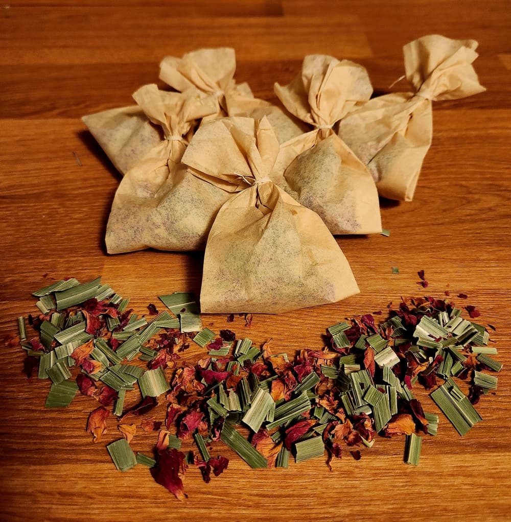 An image of the tea bags made at the event. 