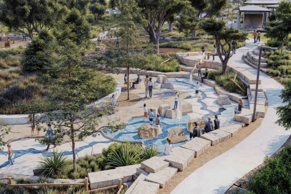 Word Park will feature spash pad. (Rendering courtesy ASA Properties)