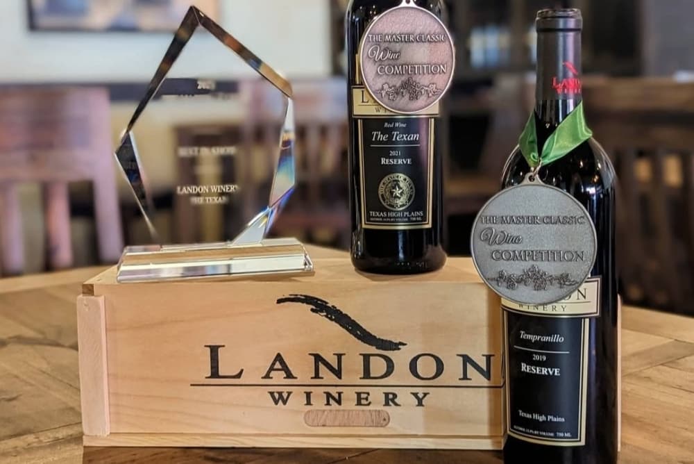 Wine bottle and awards