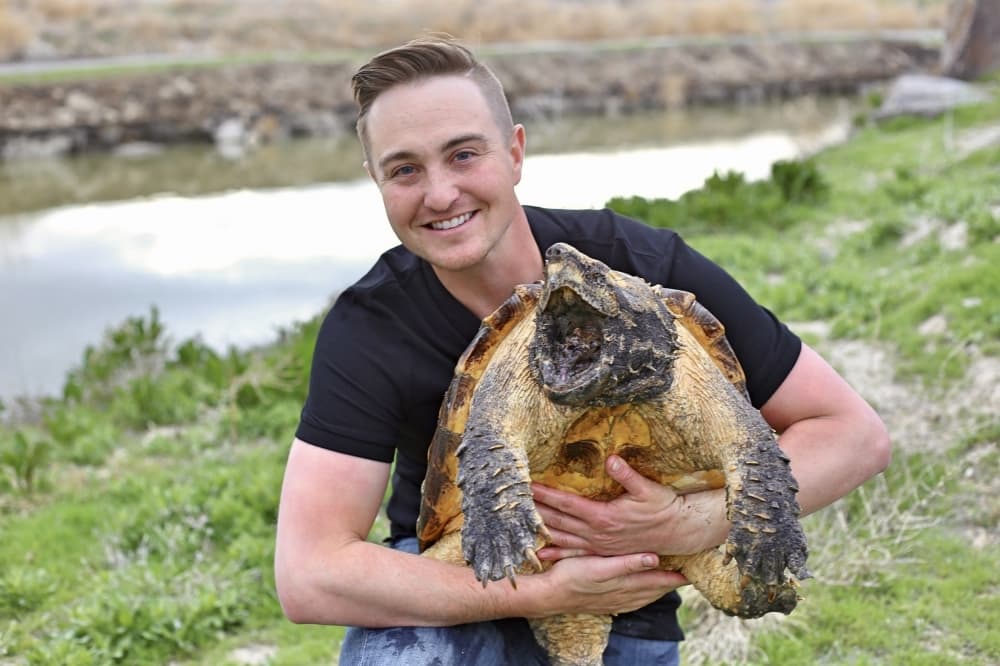 Corbin Maxey with turtle 