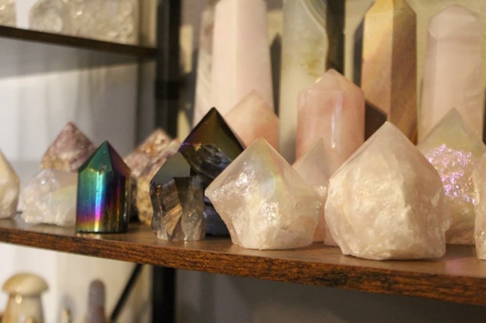 The locally-owned shop sells a variety of crystals. (Amira Van Leeuwen/Community Impact)