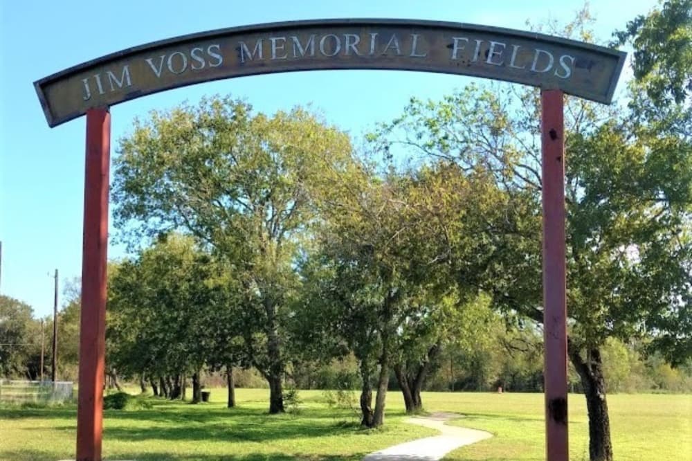The memorial fields sign is shown.