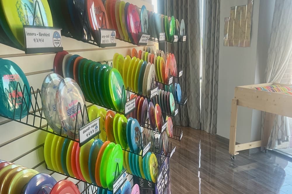 Discs on shelves