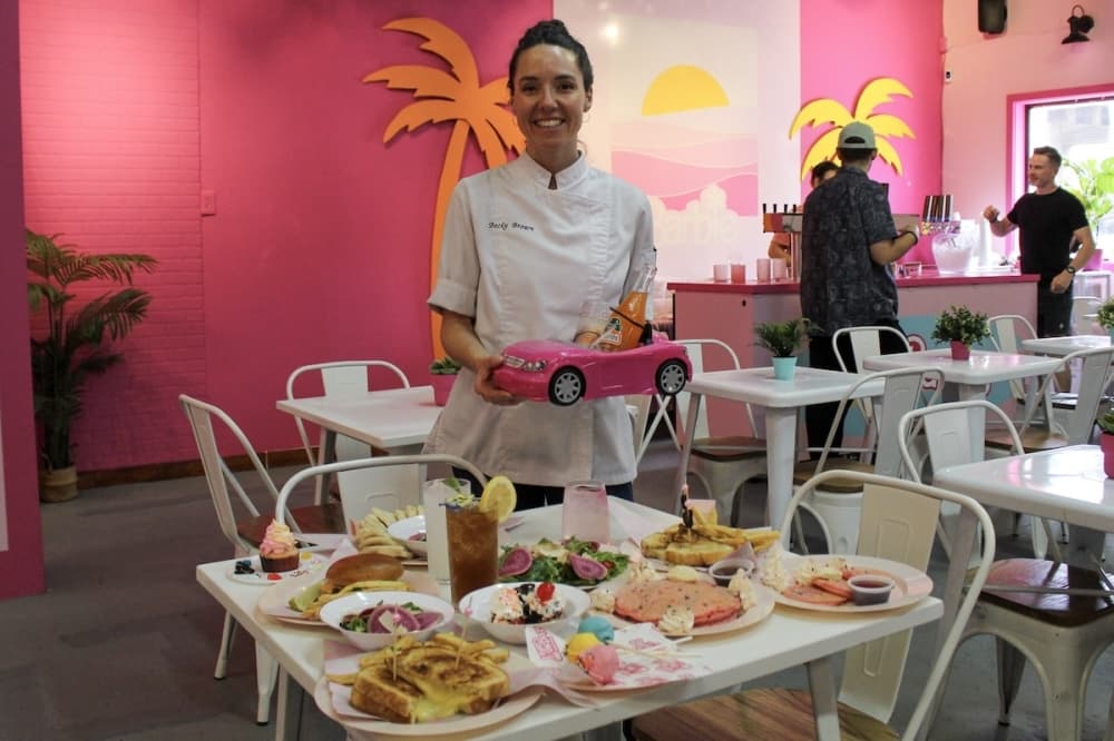 A chef with her creations
