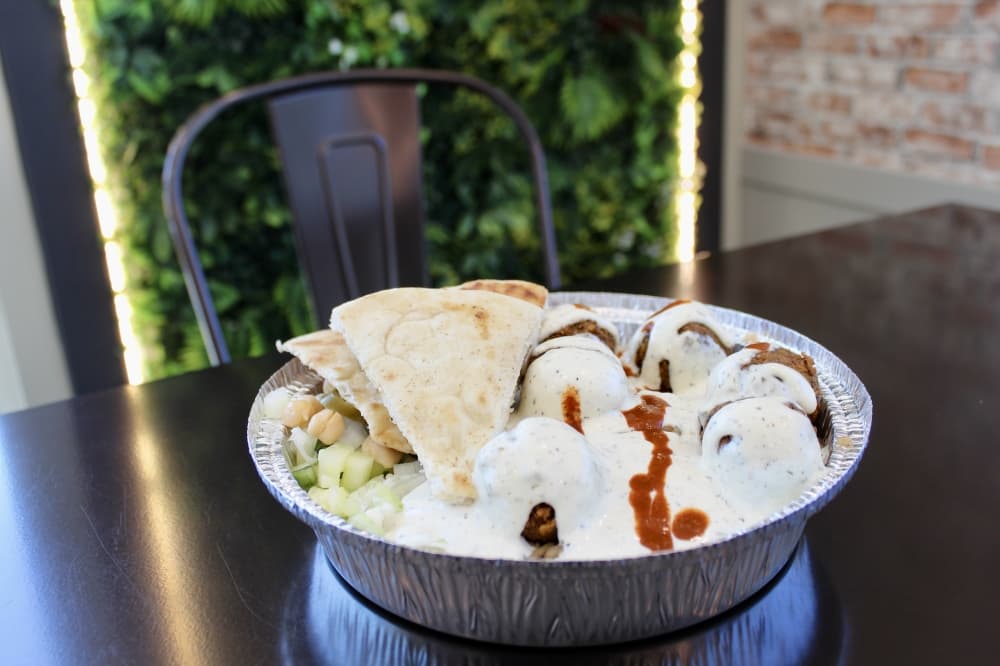 falafel over rice platter