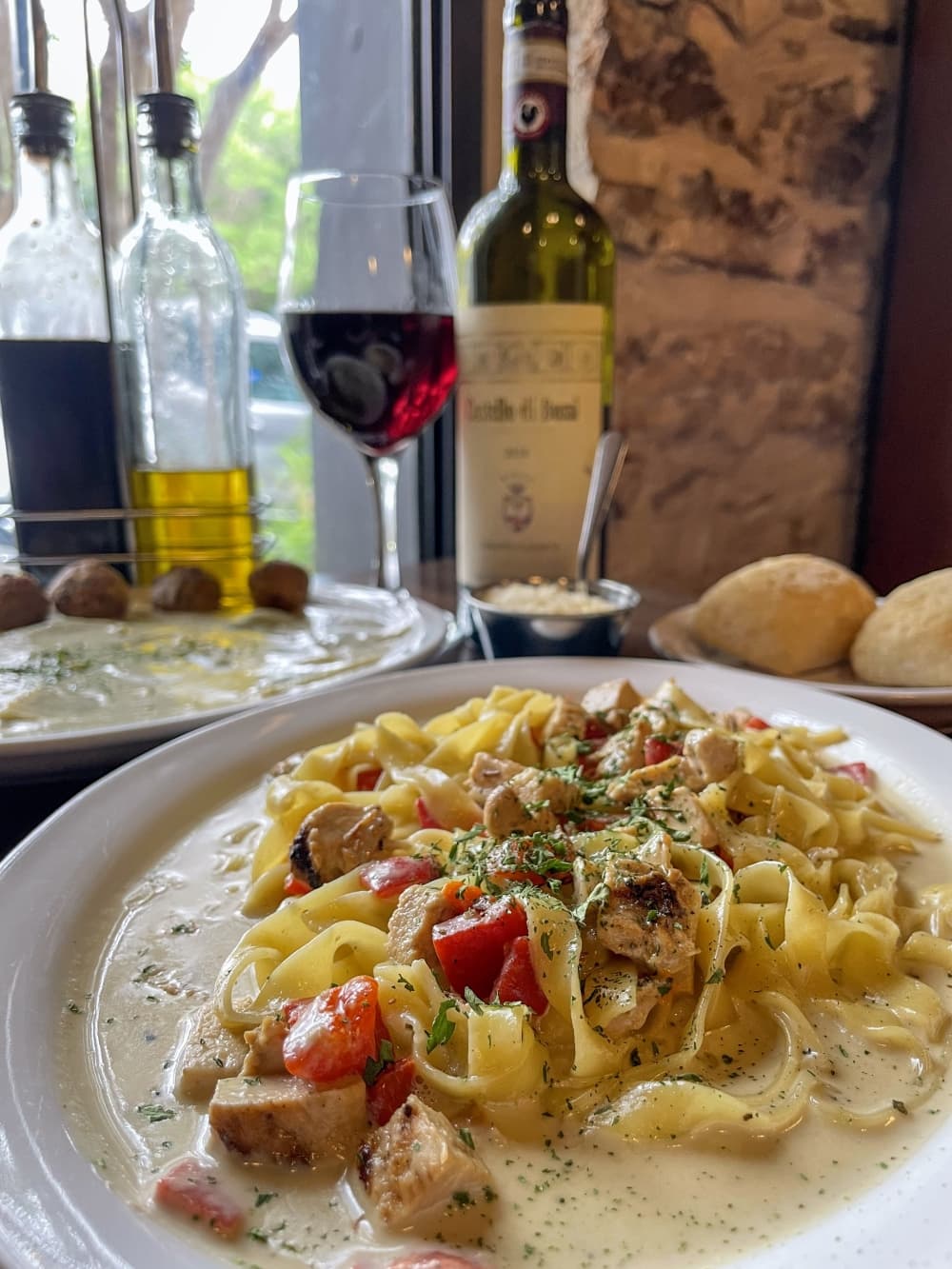 An image of pasta served at the business. 