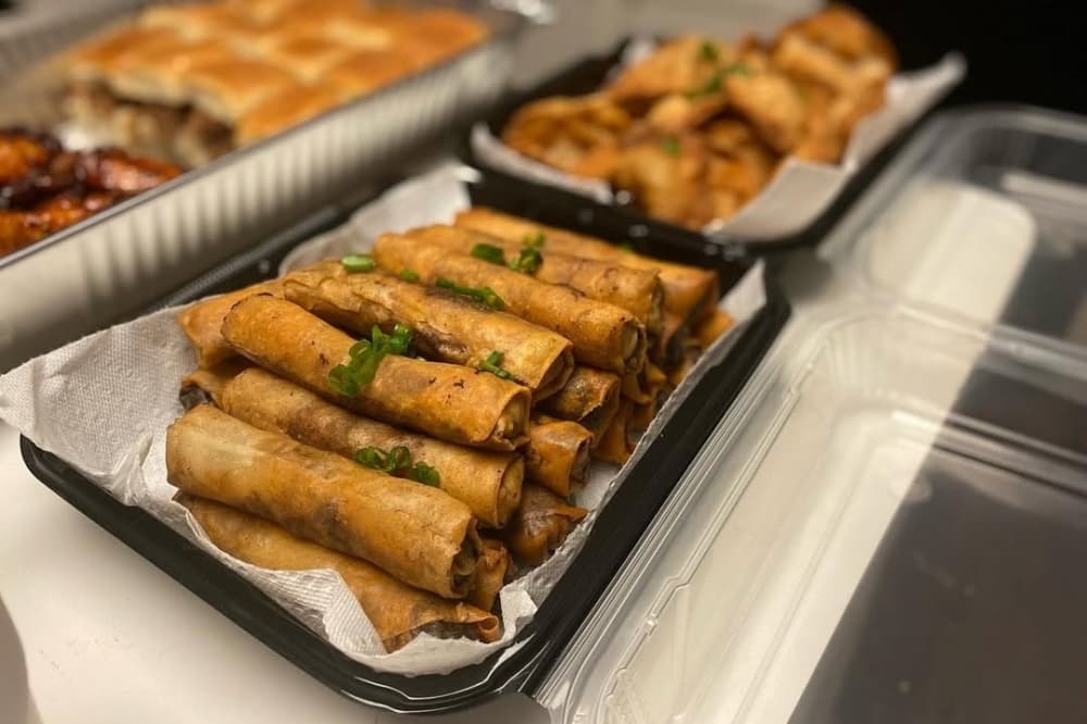 Spring rolls on a tray