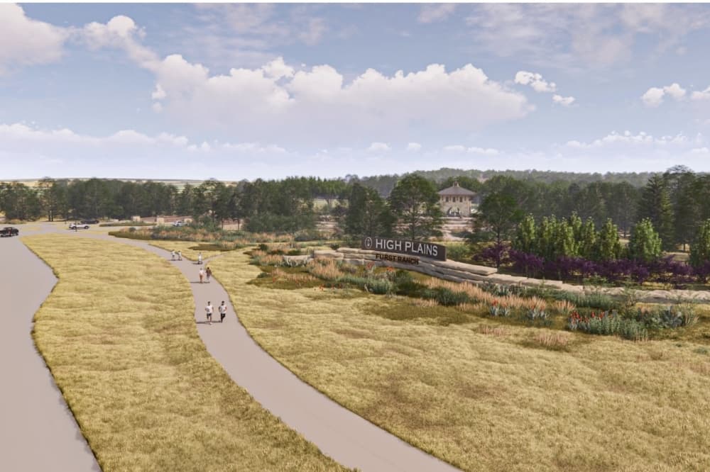 High Plains Trail to connect Furst Ranch to US 377 with road, open space, trails