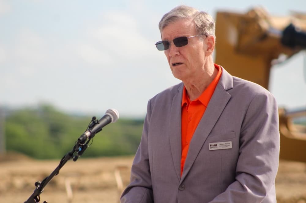 "Today's groundbreaking is much more than a ceremonial turning of dirt. It's a symbol of progress, of service, and a long-term commitment that we are making to the future of the community," NBU Board Trustee Wayne Peters said. (Amira Van Leeuwen/Community Impact)