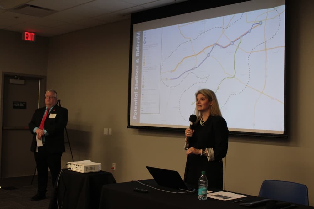 The Houston-Galveston Area Council hosted a public meeting April 23 to share potential routes for a transit solution aimed at addressing Hwy. 90A corridor congestion. (Aubrey Vogel/Community Impact)