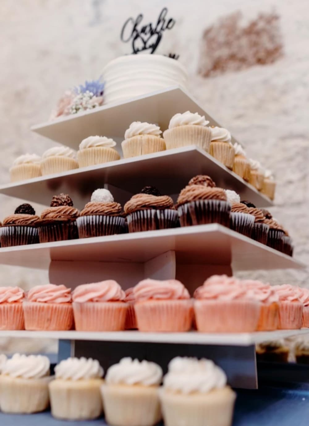Wedding cake and cupcake tier