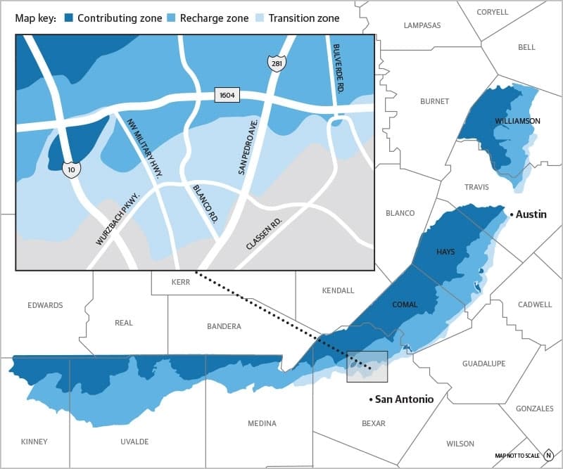 The Edwards Aquifer supplies approximately 52% of San Antonio's water. (Source: City of San Antonio/Community Impact)