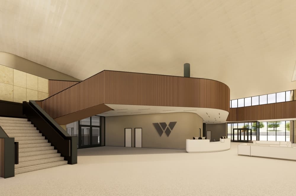 The Williamson County Administration Building's main lobby will feature a "floating staircase," which scissors from the first floor to the second floor without the use of beams to support it, according to the county.