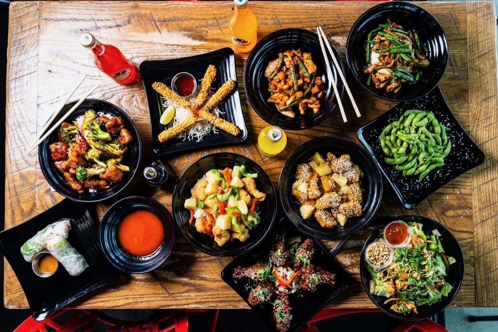 multiple plates of food