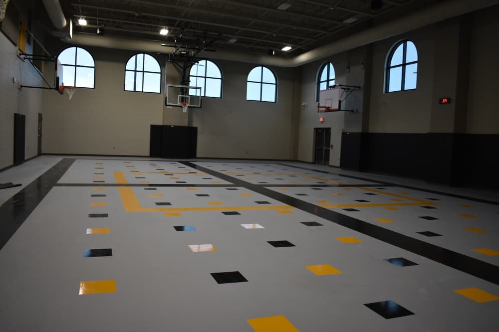 The gymnasium at the new West Intermediate School will feature black and gold colors. (Community Impact/Julianna Washburn)
