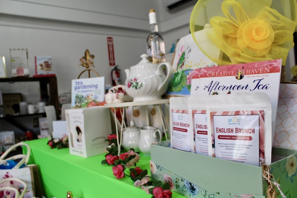 Tea at  E. Free's On Main is made with herbs sourced from a variety of countries. (Jovanna Aguilar/Community Impact)