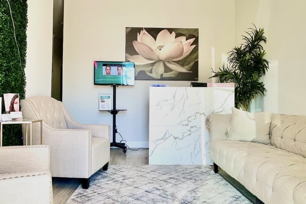 a lobby waiting room for a medical spa