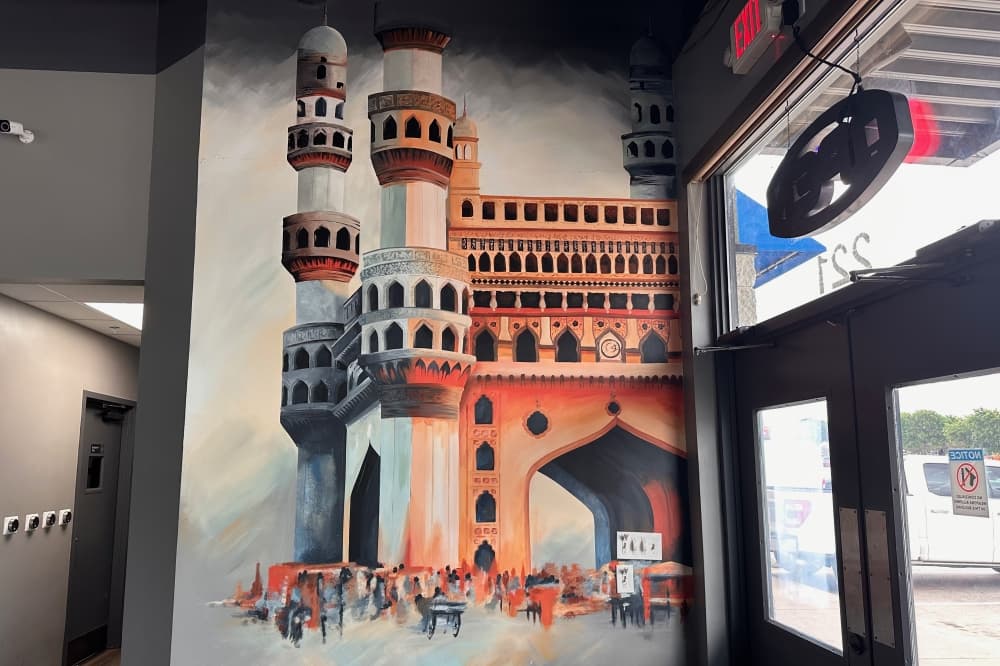 A painting of a building in the Deccan Plateu region of India