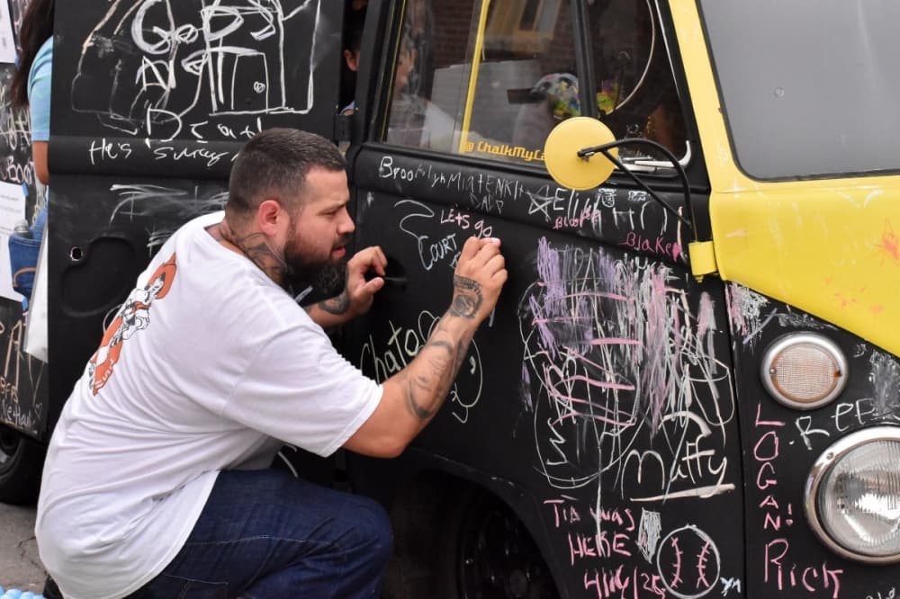 man writing