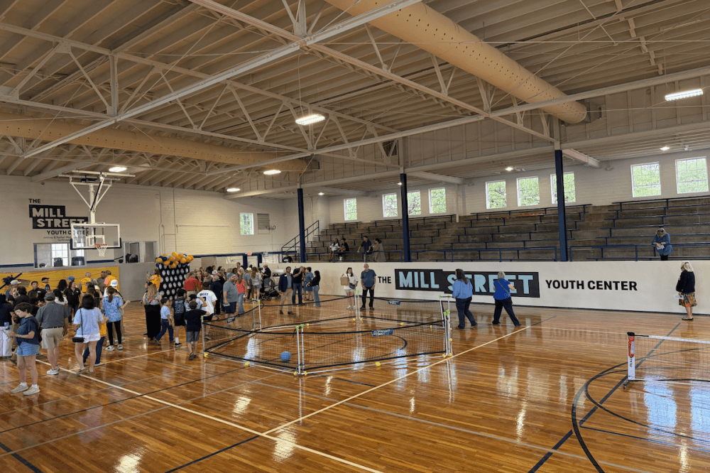 The new gym offers space for junior high and high school students to play volleyball, basketball and pickleball. (Maddy Morales/Community Impact)