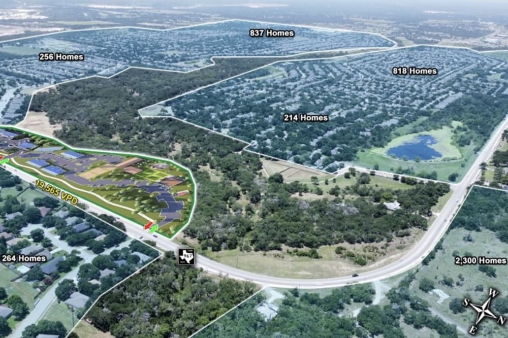 A photo of land showing the location of The Roundabout