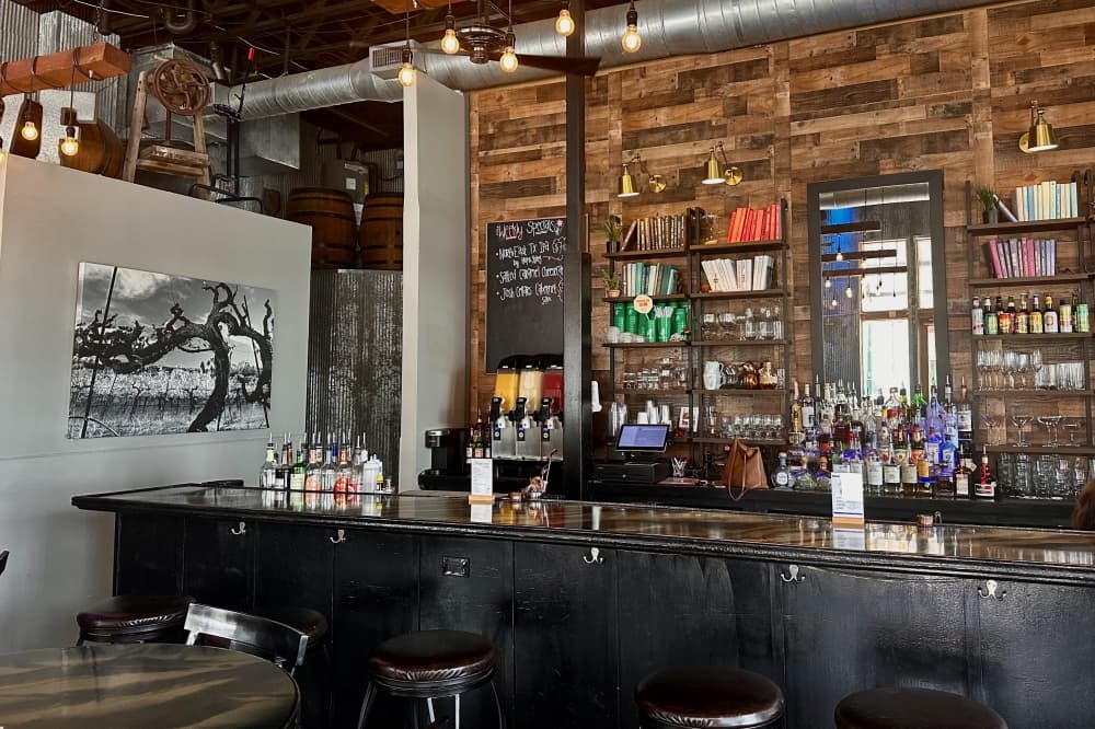 Behind the bar and some bar stools