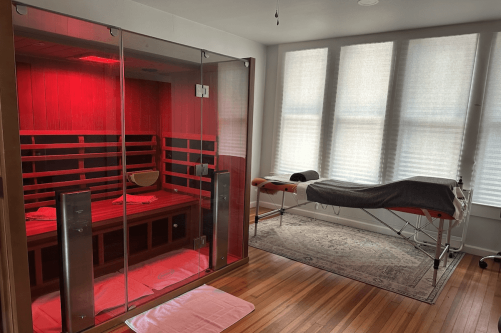 The studio has an infrared sauna. (Amira Van Leeuwen/ Community Impact)