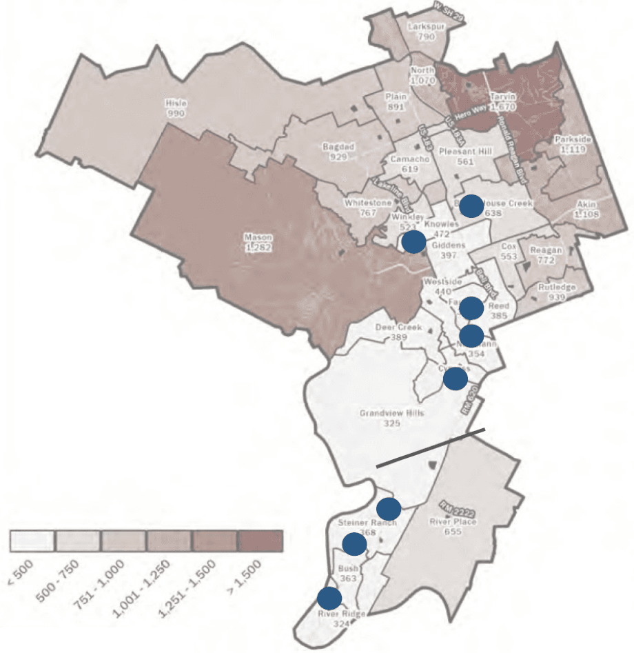 Demographic map of LISD with elementary school names