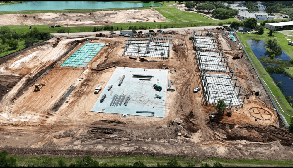 Drone shot of new commercial development park in Georgetown