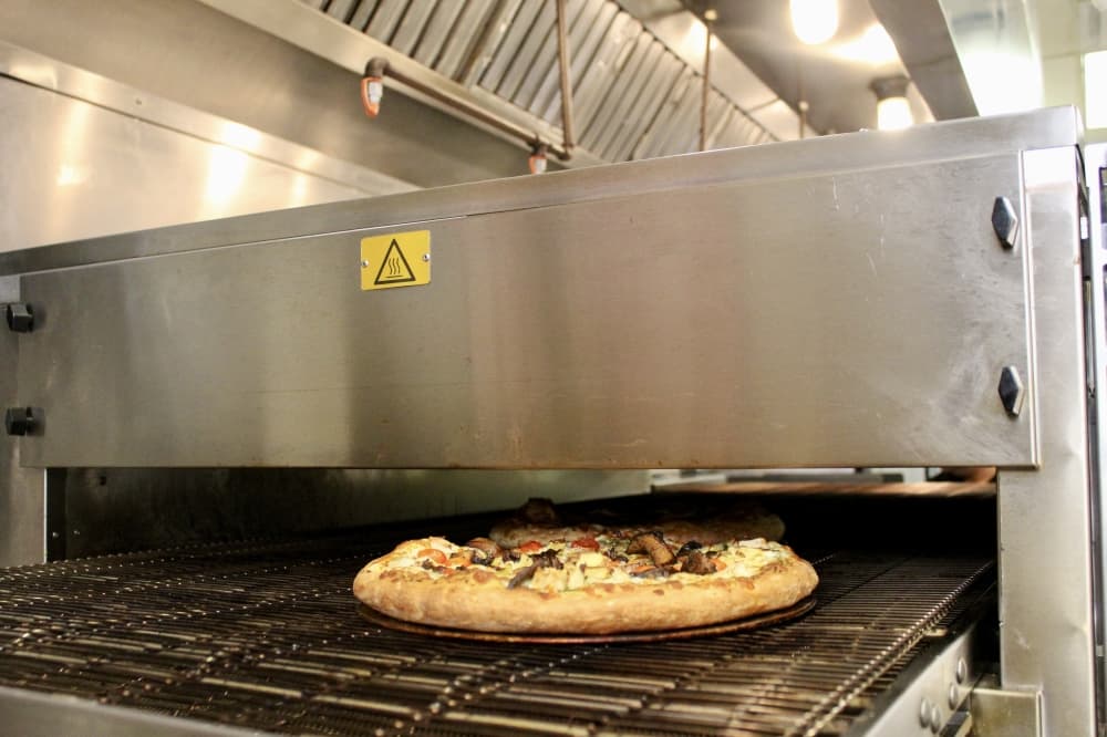 Pizza in oven 