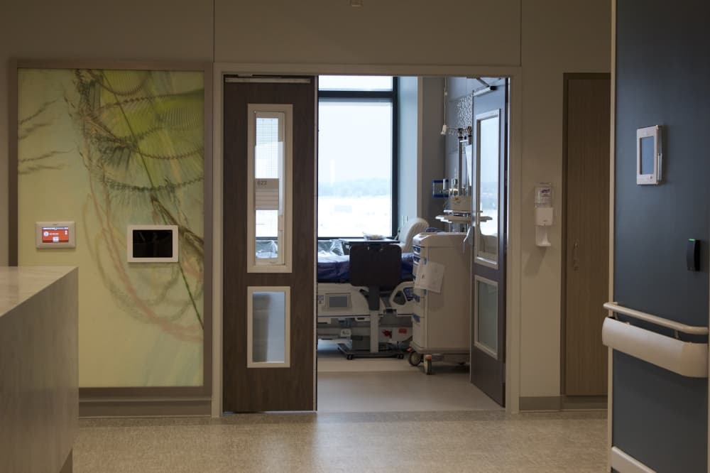 Each room features a tablet that will display patient information such as fall risks but it will not be displayed for all to see to help with patient privacy. (Samantha Douty/Community Impact)