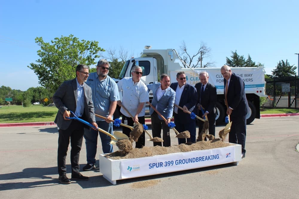 Image of McKinney and Collin County officials turning dirt during a groundbreaking ceremony held June 17 in McKinney. 